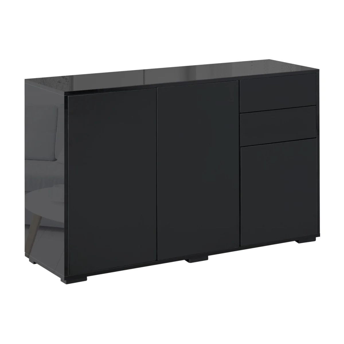 Lino High Gloss Black Sideboard - Push-Click Drawers and 3 Doors – image 1