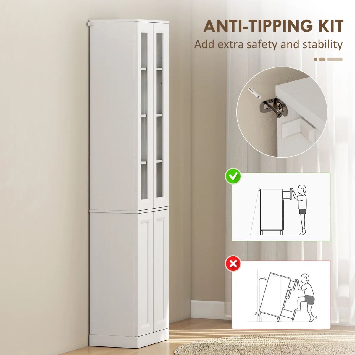 HOMCOM Tall Bathroom Storage Cabinet, 6-Tier Bathroom Cabinet - White – image 4
