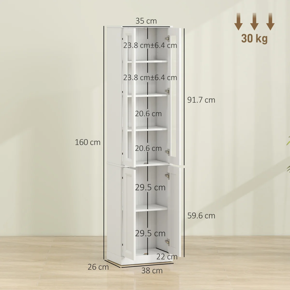HOMCOM Tall Bathroom Storage Cabinet, 6-Tier Bathroom Cabinet - White – image 5