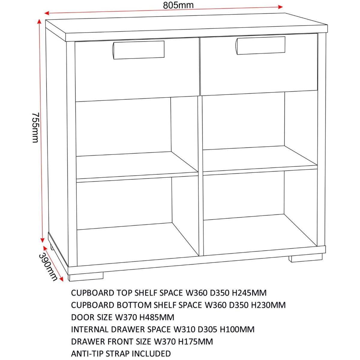 Cambourne 2 Door 2 Drawer Sideboard - Sonoma Oak - Sonoma Oak – image 4