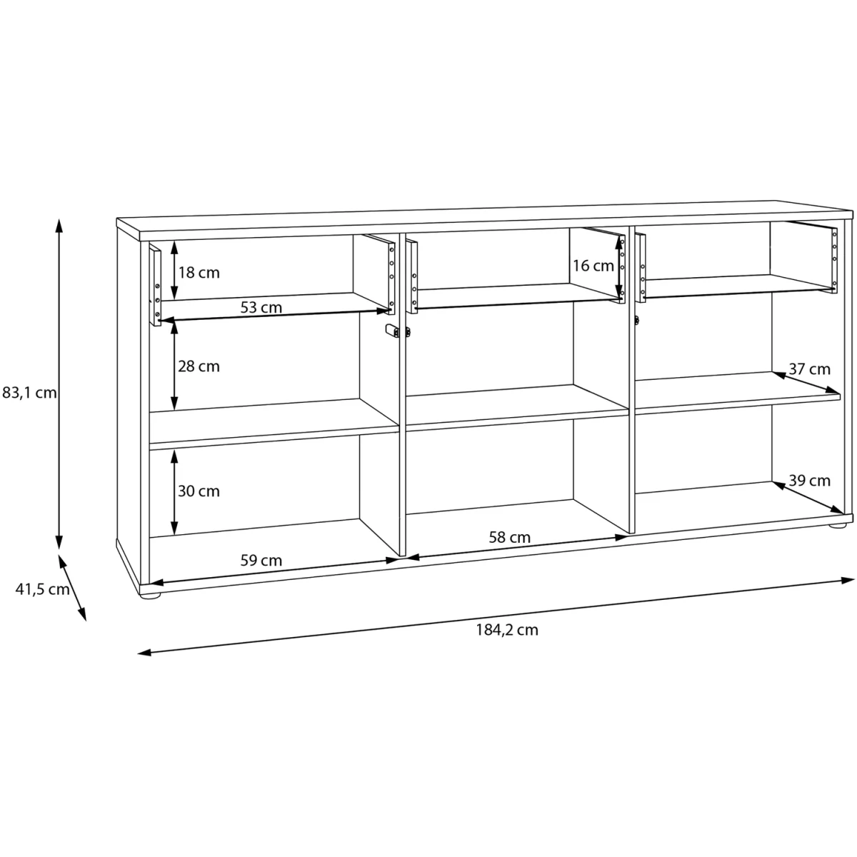 Alice Springs 3 Door 3 Drawer Sideboard with Push-Open Drawers in Sand - Sand – image 8