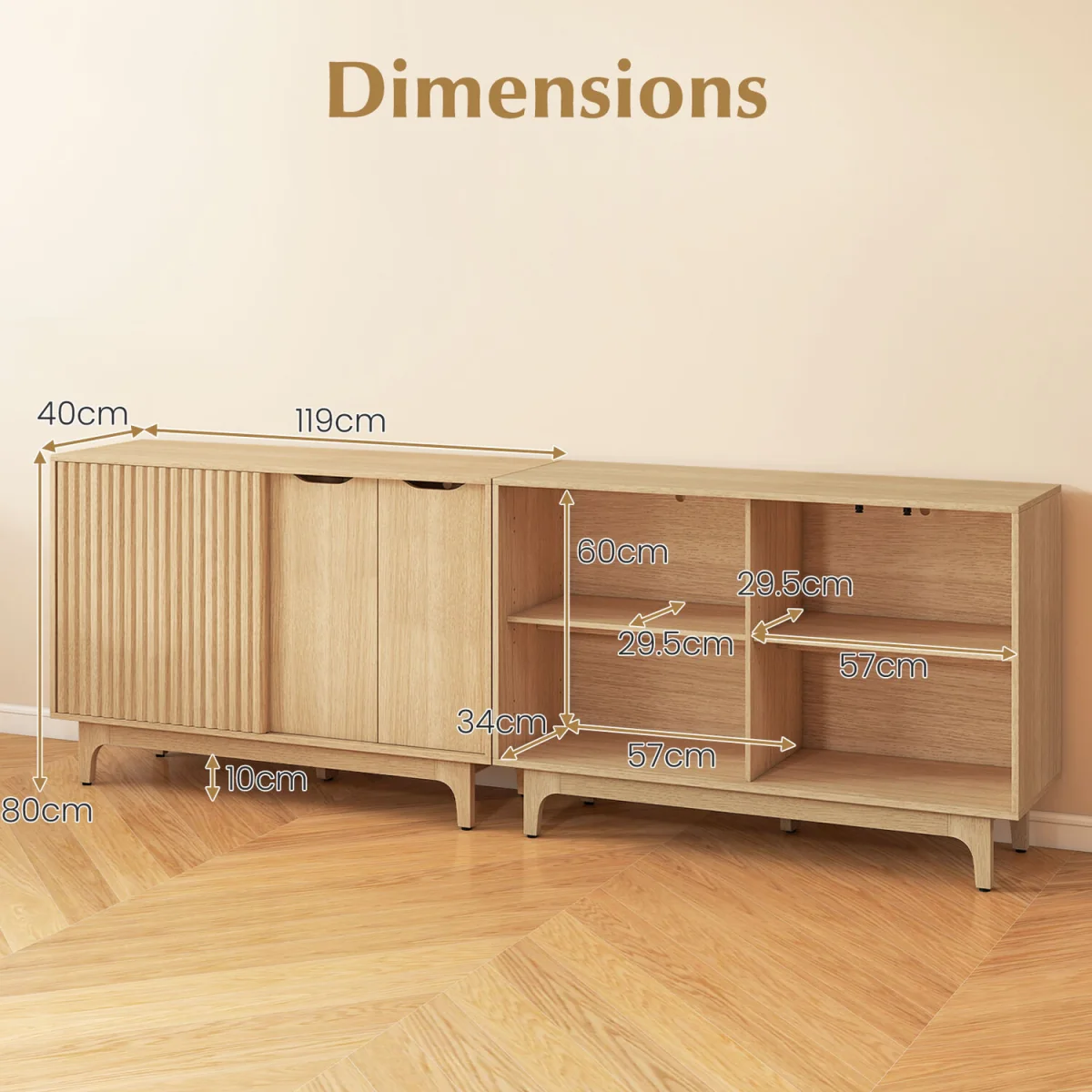 Buffet Cabinet Fluted Sideboard - Natural – image 2