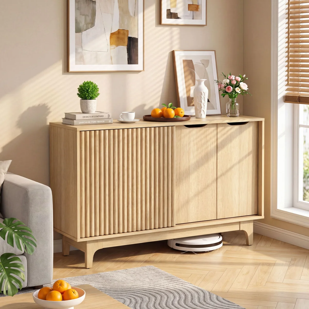 Buffet Cabinet Fluted Sideboard - Natural – image 3