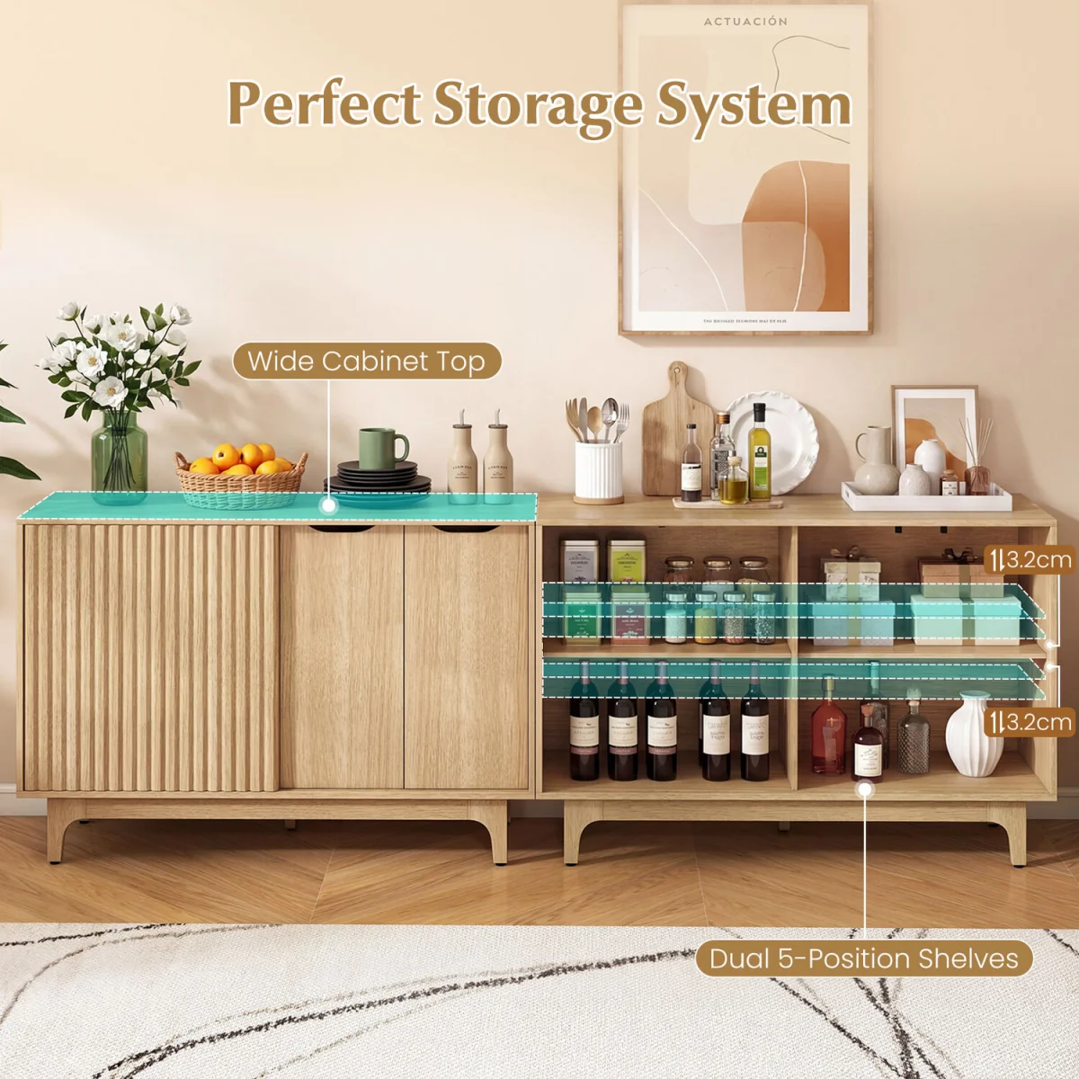 Buffet Cabinet Fluted Sideboard - Natural – image 5
