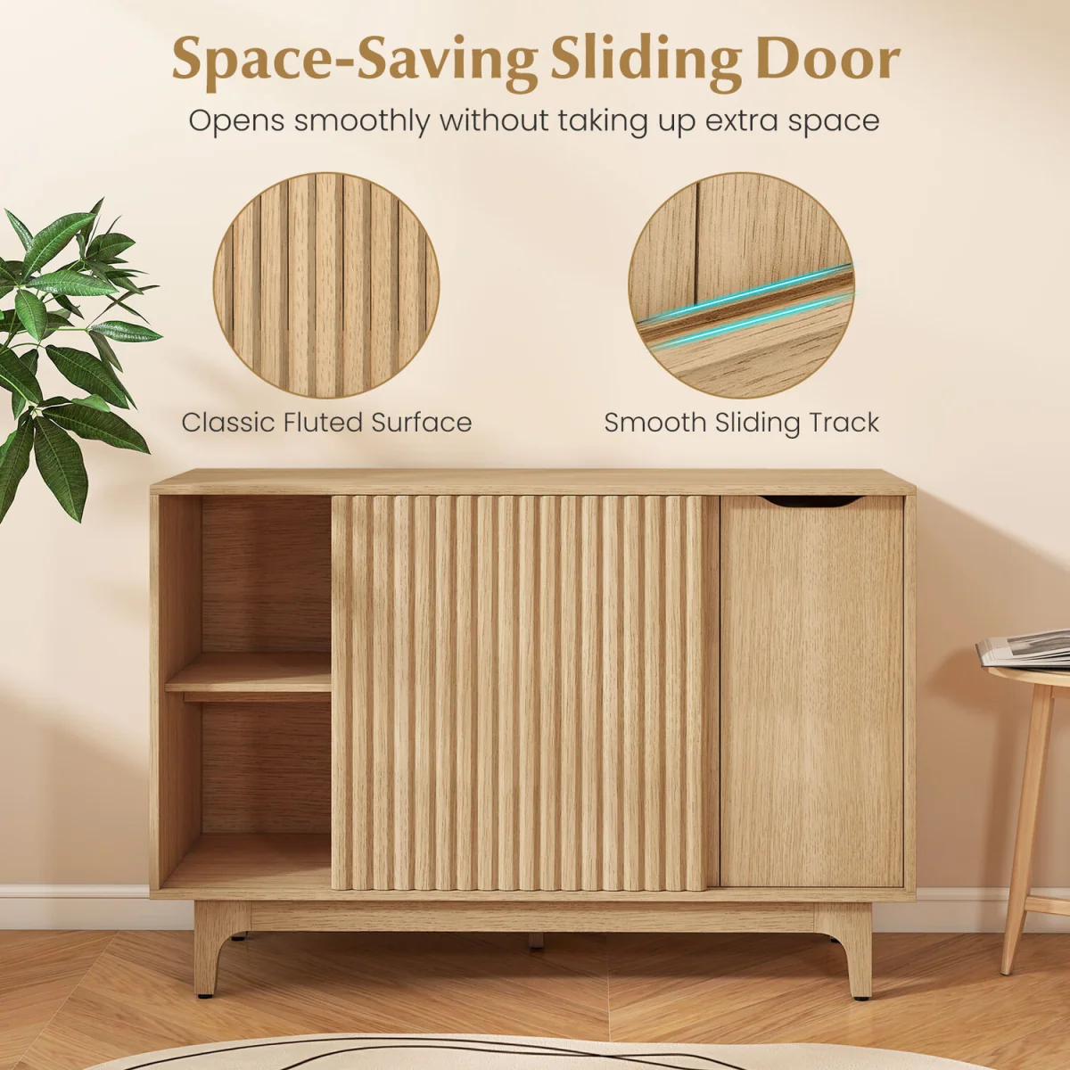 Buffet Cabinet Fluted Sideboard - Natural – image 7