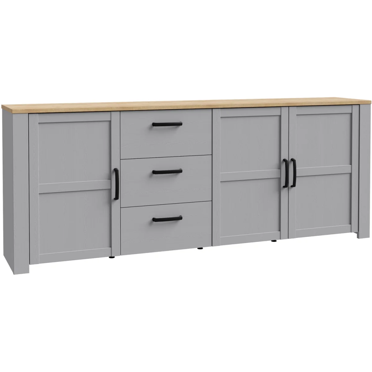 Bohol 3 Door 3 Drawer Large Sideboard - Riviera Oak & Grey Oak – image 2
