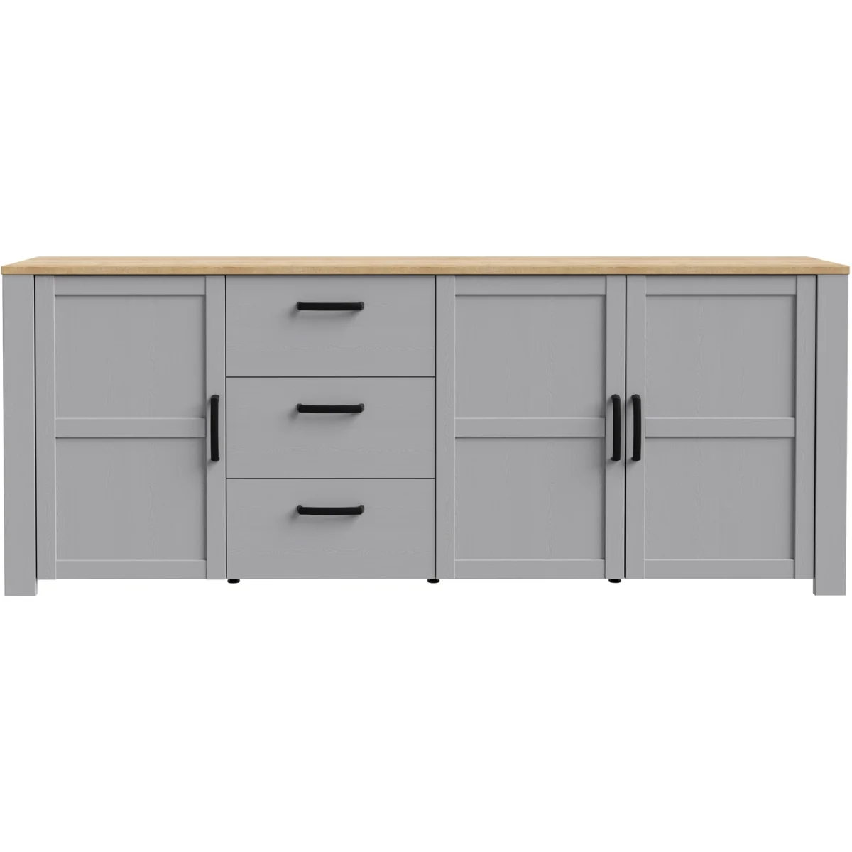 Bohol 3 Door 3 Drawer Large Sideboard - Riviera Oak & Grey Oak – image 3
