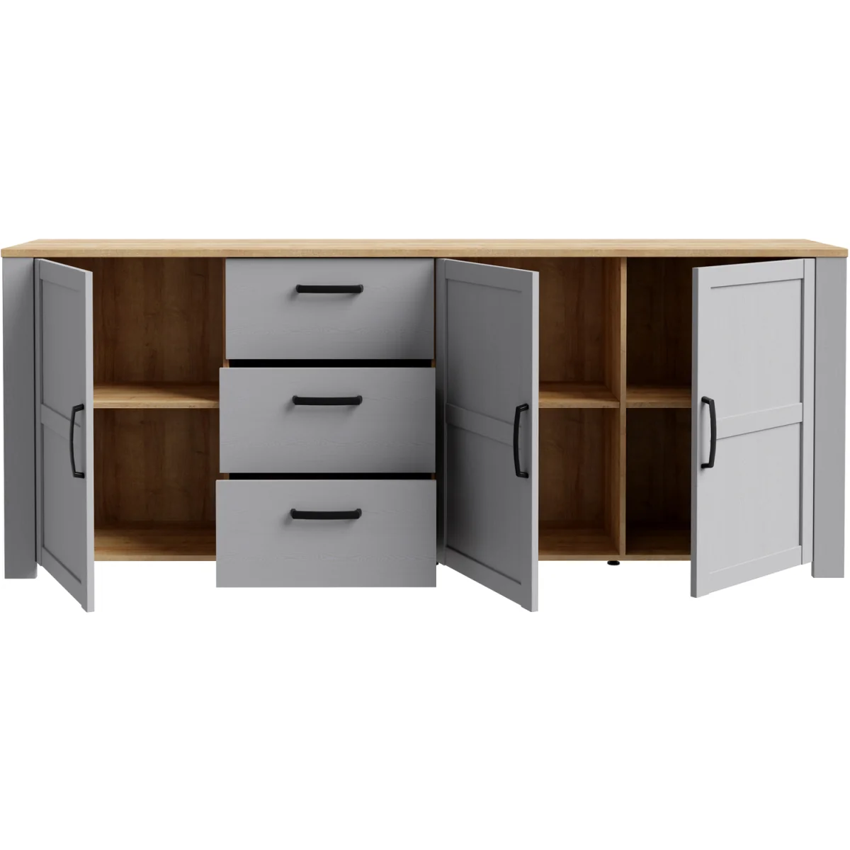 Bohol 3 Door 3 Drawer Large Sideboard - Riviera Oak & Grey Oak – image 4