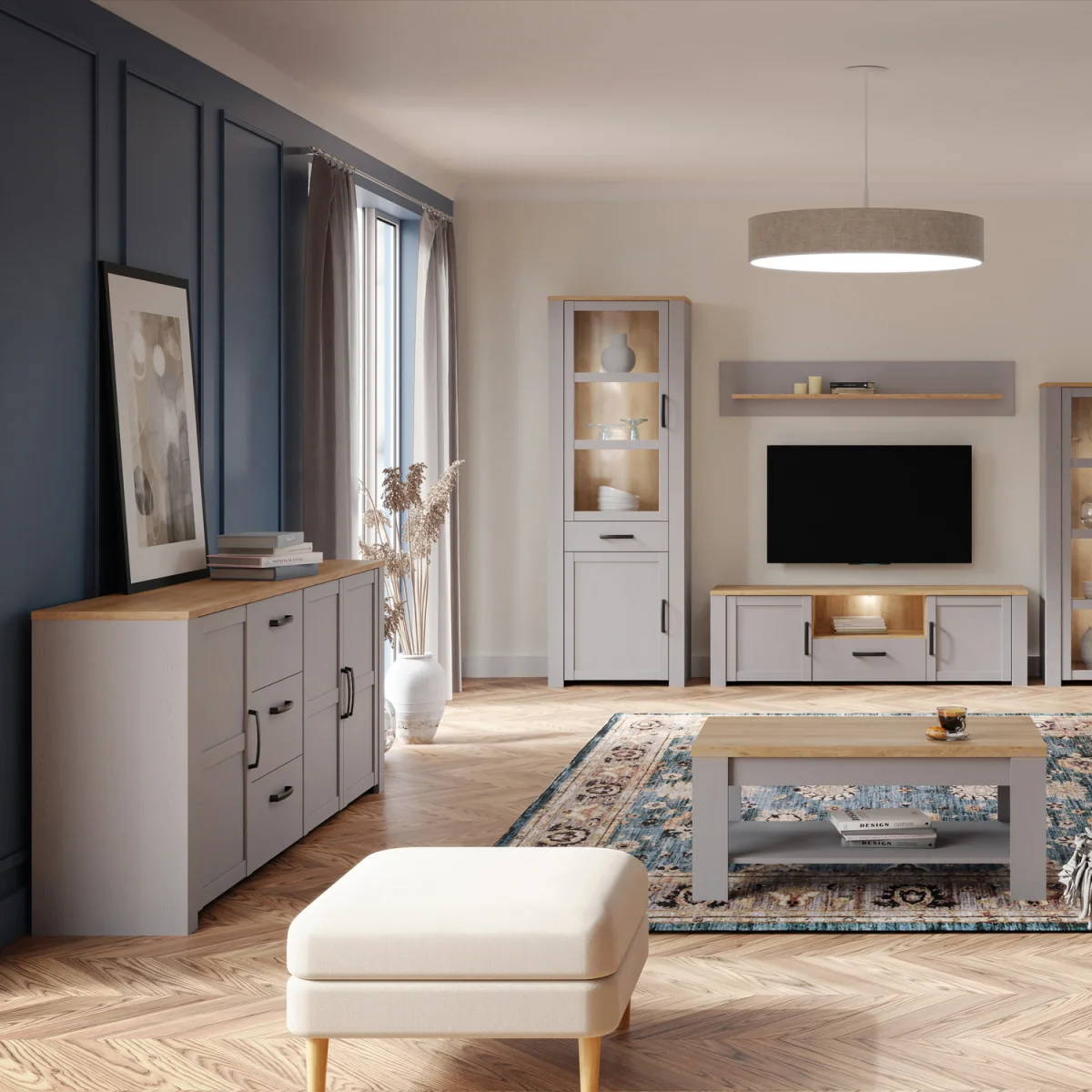 Bohol 3 Door 3 Drawer Large Sideboard - Riviera Oak & Grey Oak – image 5