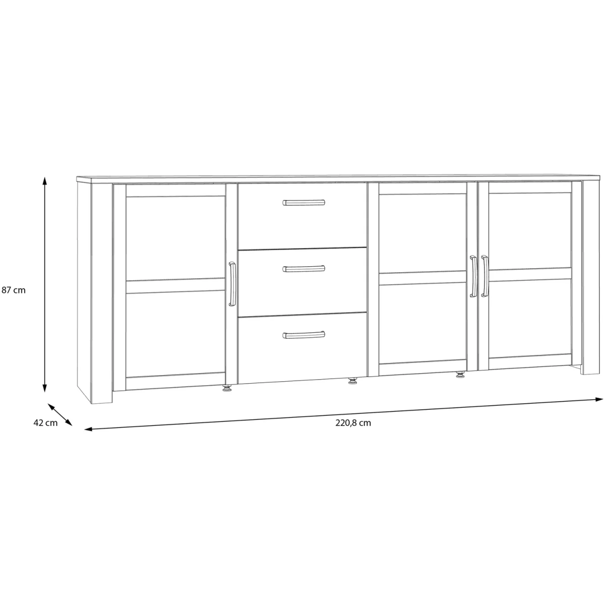 Bohol 3 Door 3 Drawer Large Sideboard - Riviera Oak & Grey Oak – image 6