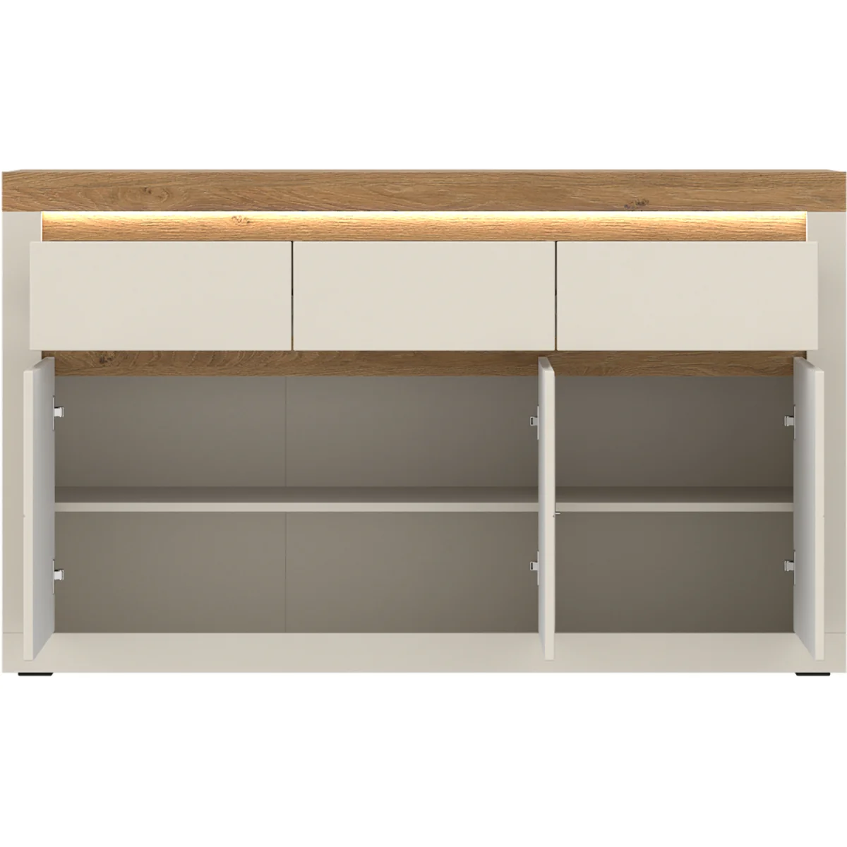 Naxxar Sideboard with 3 Doors and 3 Drawers in Cashmere and Stone Oak - Cashmere & Stone Oak – image 2