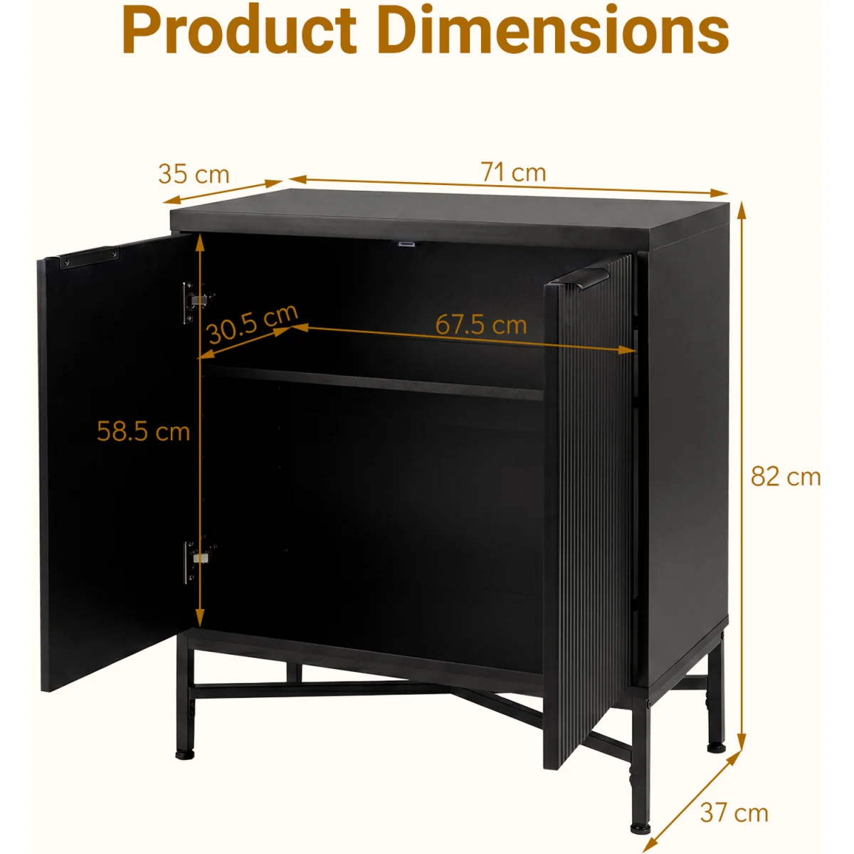 Fluted Sideboard Modern Accent Cabinet - Black – image 3