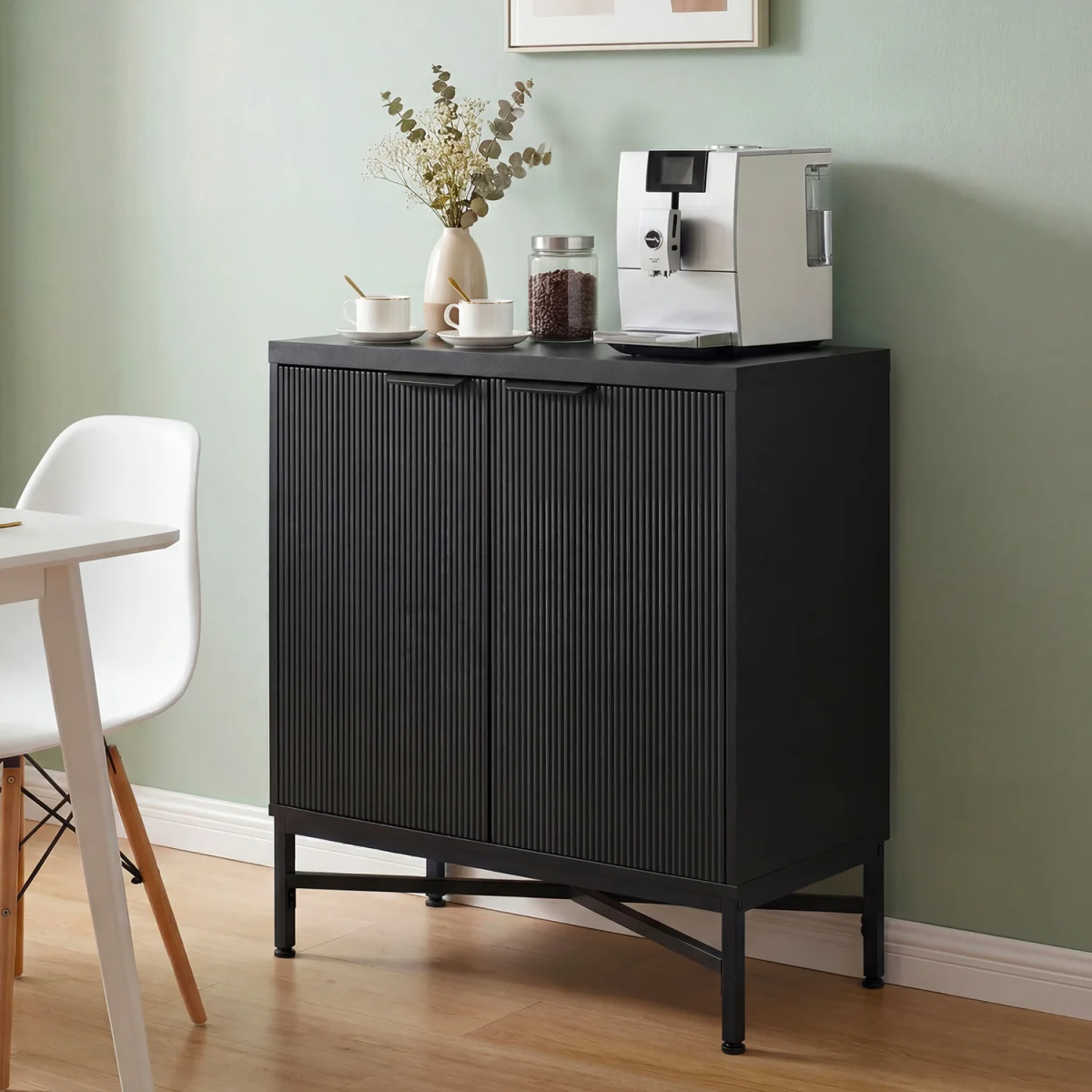 Fluted Sideboard Modern Accent Cabinet - Black – image 4