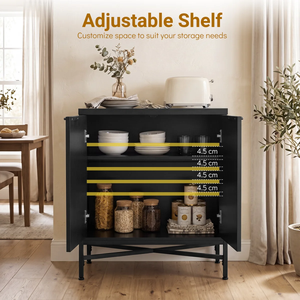 Fluted Sideboard Modern Accent Cabinet - Black – image 6