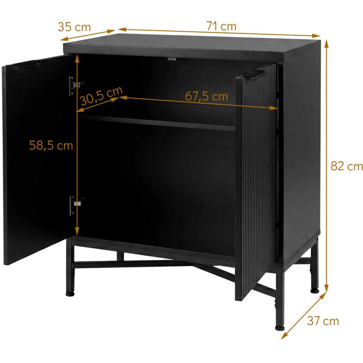 Fluted Sideboard Modern Accent Cabinet - Black – image 9