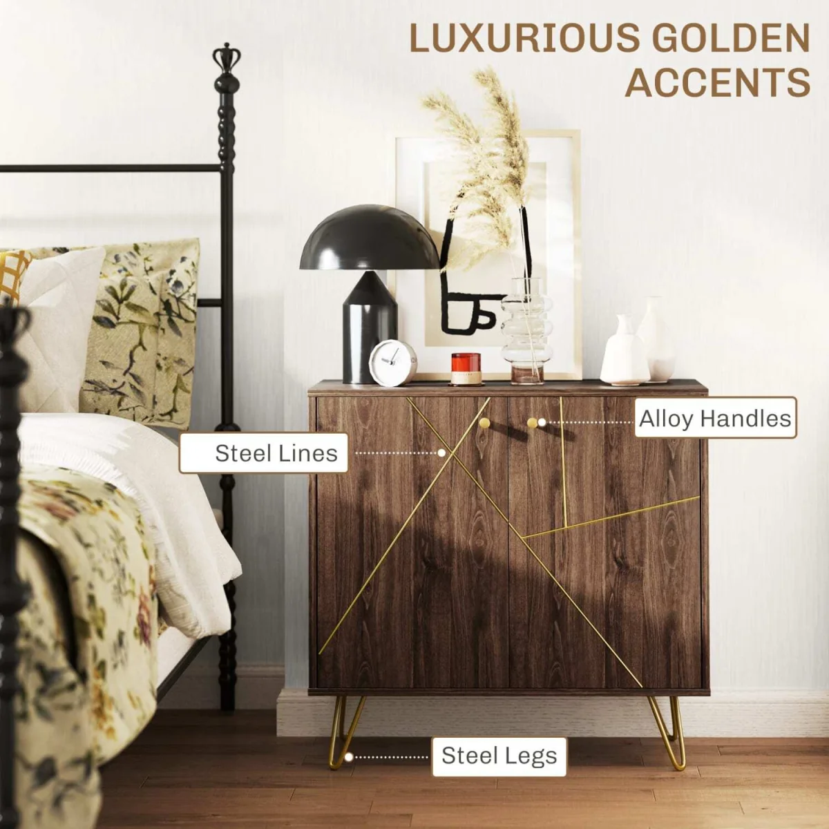 Fafi Napa Brown Sideboard with Gold-Line Detailing and Hairpin Legs – image 2