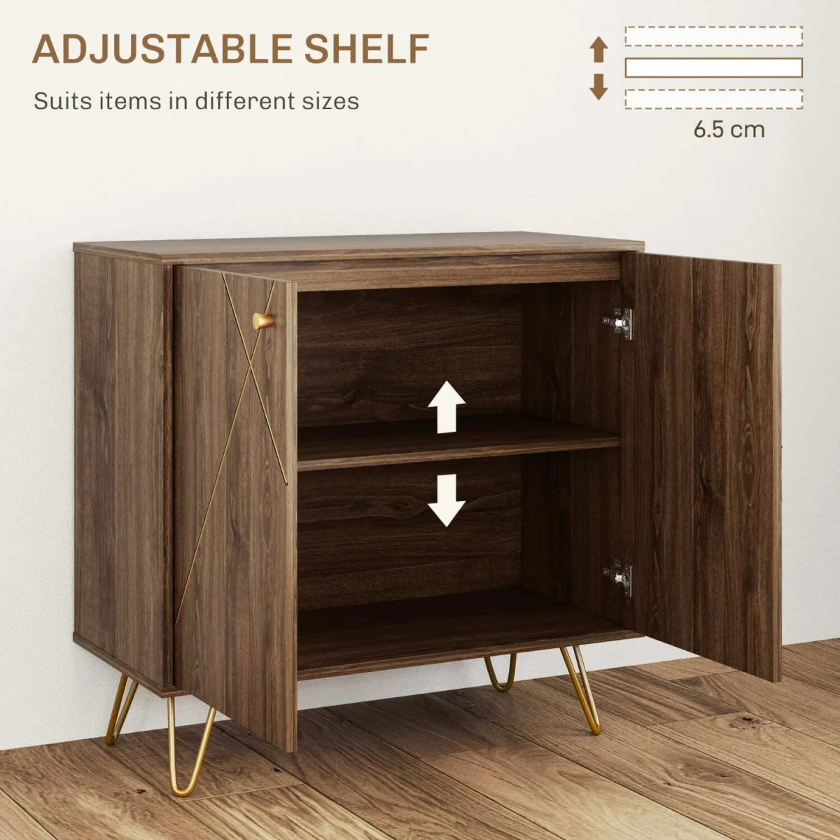 Fafi Napa Brown Sideboard with Gold-Line Detailing and Hairpin Legs – image 6