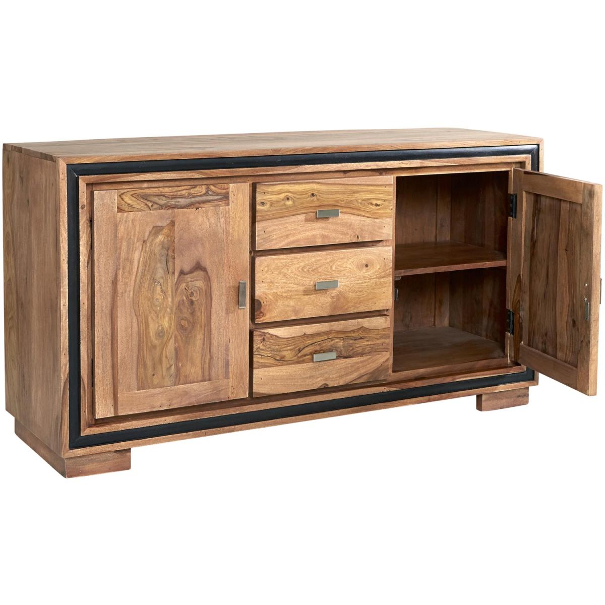 Contemporary Design Sheesham Wood Large Sideboard with 3 Drawers and 2 Doors - Brown – image 2