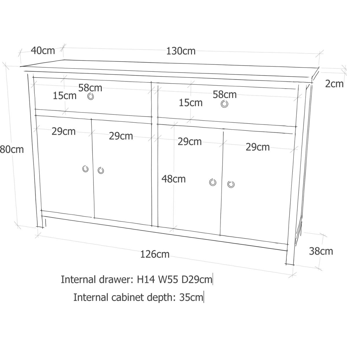 Portofino 2 Drawer 4 Door Sideboard - Brown – image 9