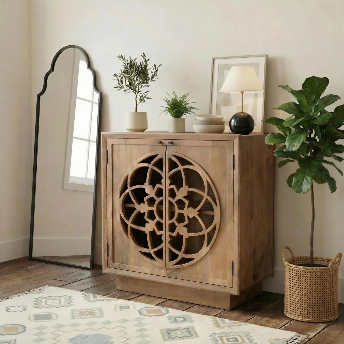 Wharton Square Walnut Wood Decorative Sideboard - Walnut – image 1