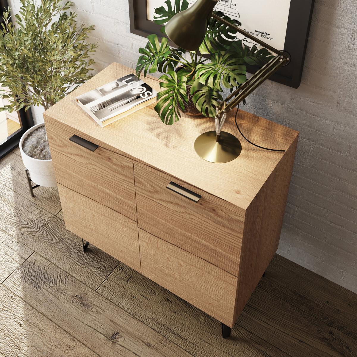 Fisso 2 Door Cracked Oak Compact Sideboard Fast Click Assembly - Cracked Oak – image 3