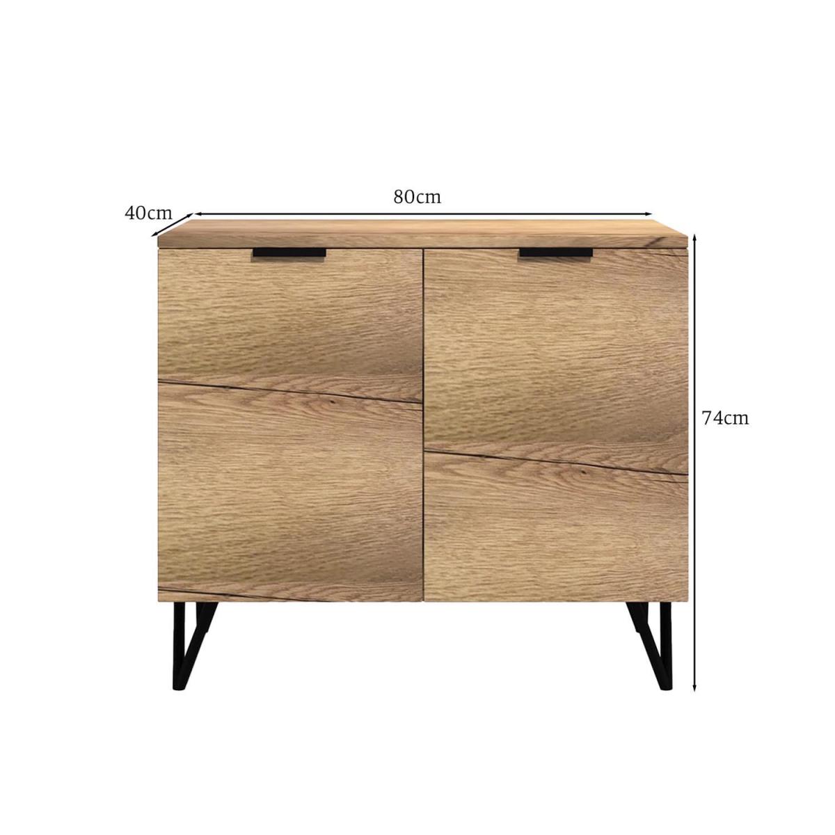 Fisso 2 Door Cracked Oak Compact Sideboard Fast Click Assembly - Cracked Oak – image 6