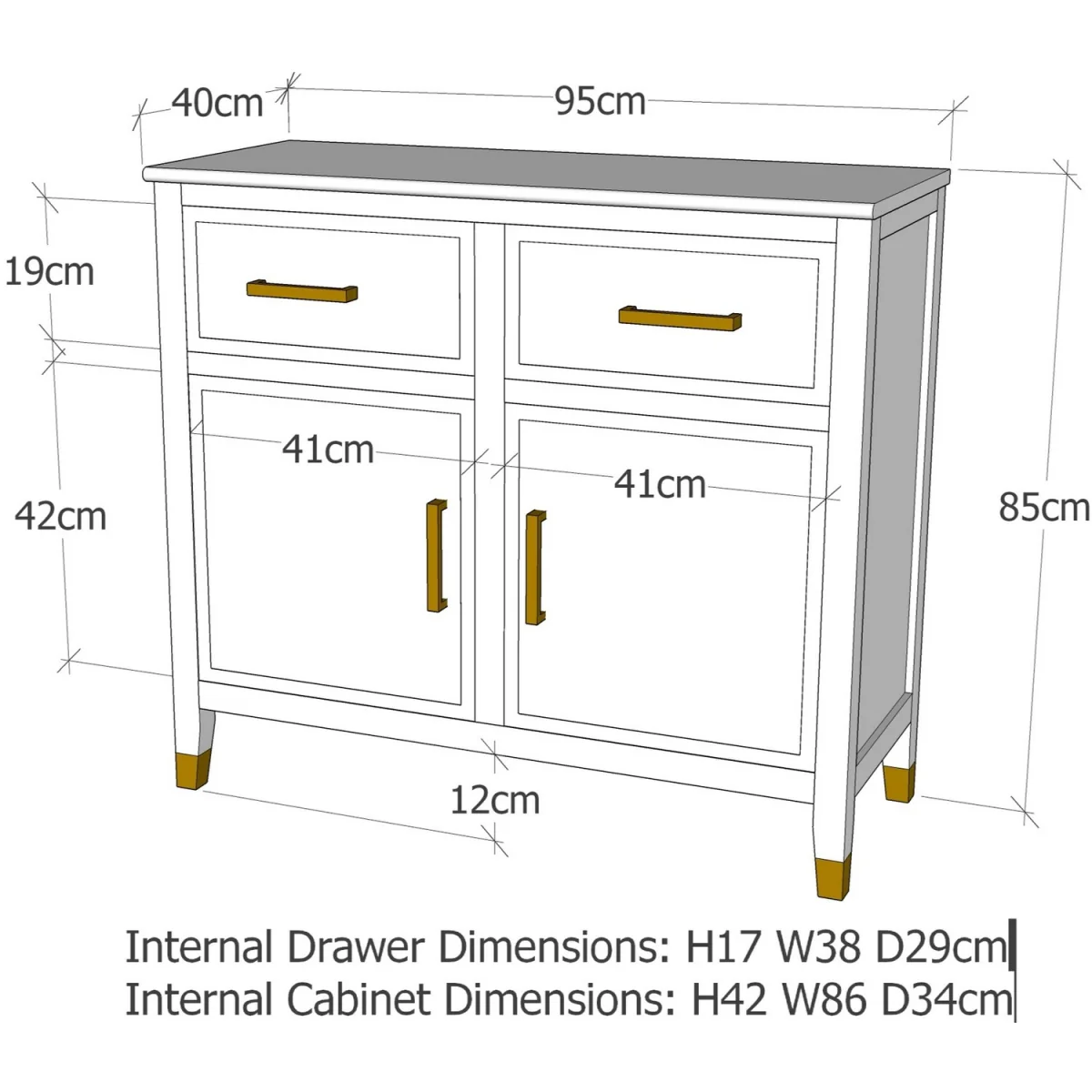 Palazzi 2 Door 2 Drawer Sideboard - Navy – image 3