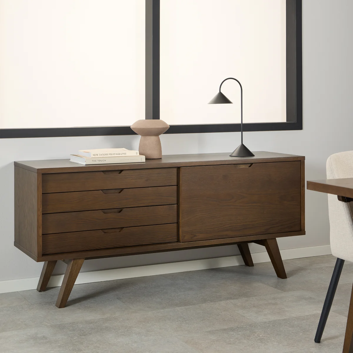 A-Line Sideboard with 4 Drawers and Sliding Door - Smoked Oak – image 2