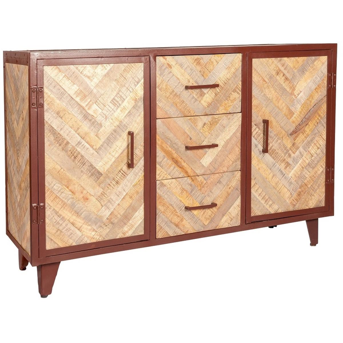 V Design Industrial Metal and Wood Large Sideboard with 3 Drawers - Multicolour – image 5