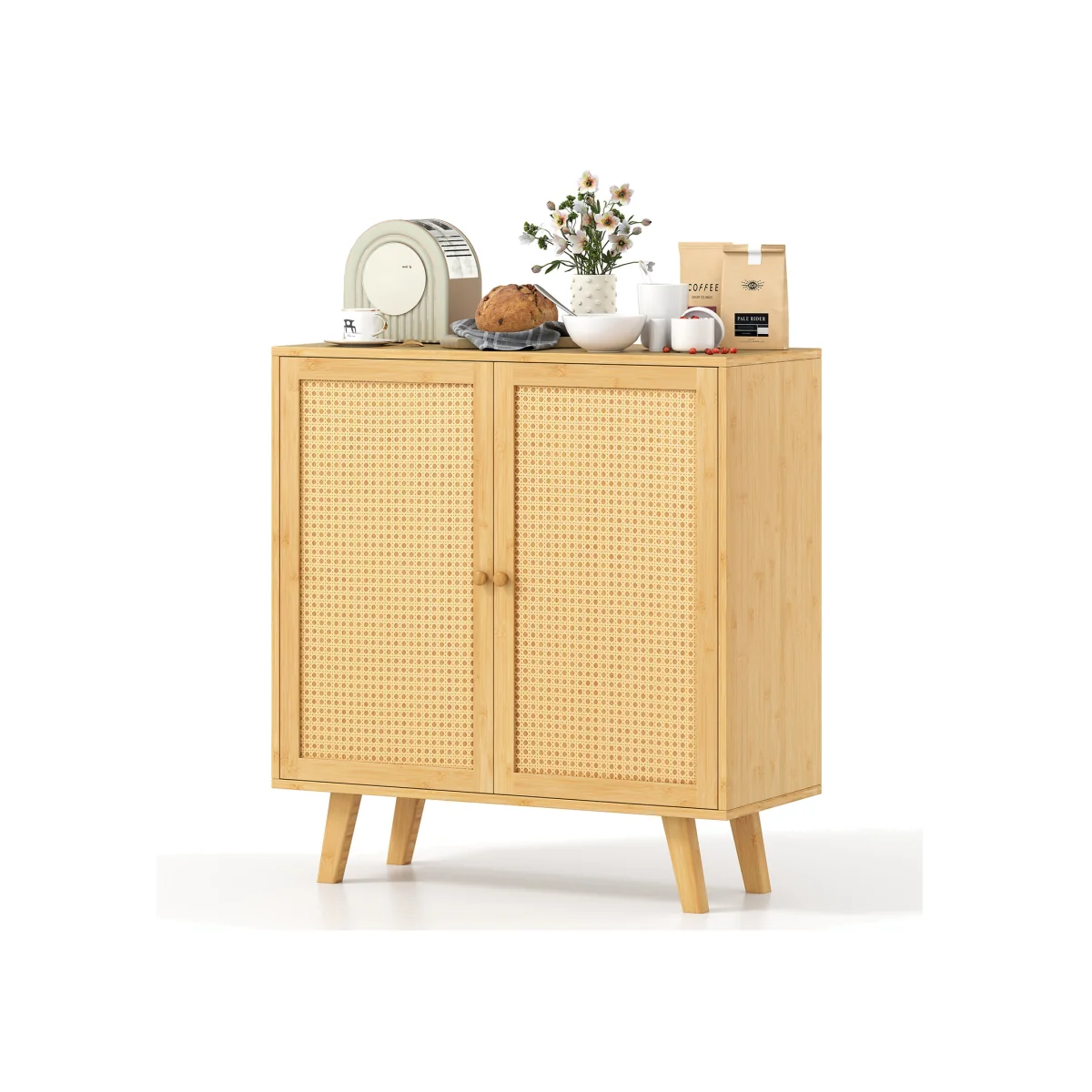 Bamboo Buffet Cabinet Sideboard Cabinet - Brown – image 1