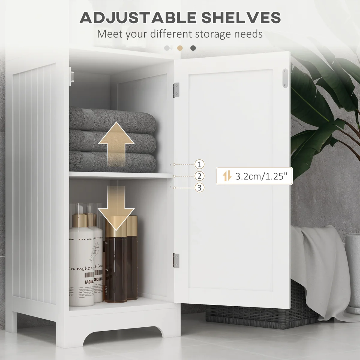 HOMCOM Freestanding Bathroom Tall Cabinet with Adjustable Shelf - White – image 6