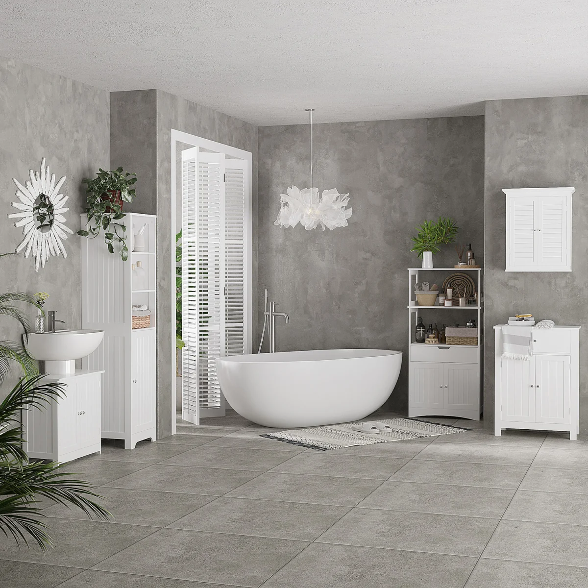 HOMCOM Freestanding Bathroom Tall Cabinet with Adjustable Shelf - White – image 8