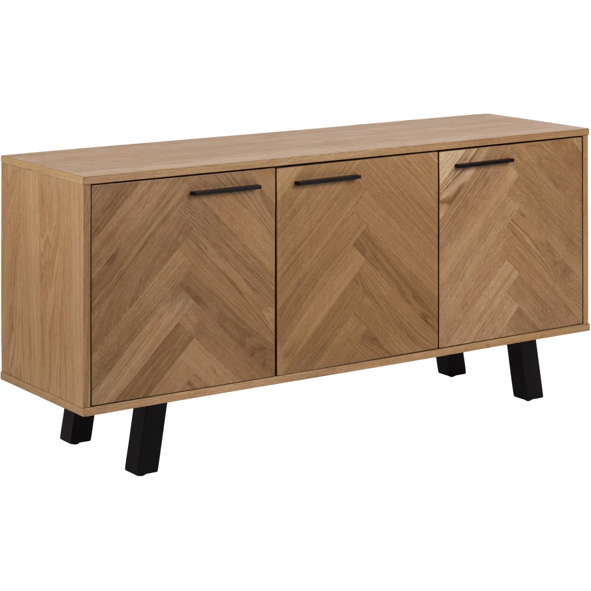 Brighton 3 Door Sideboard in Oak with Herringbone Effect - Oak – image 3