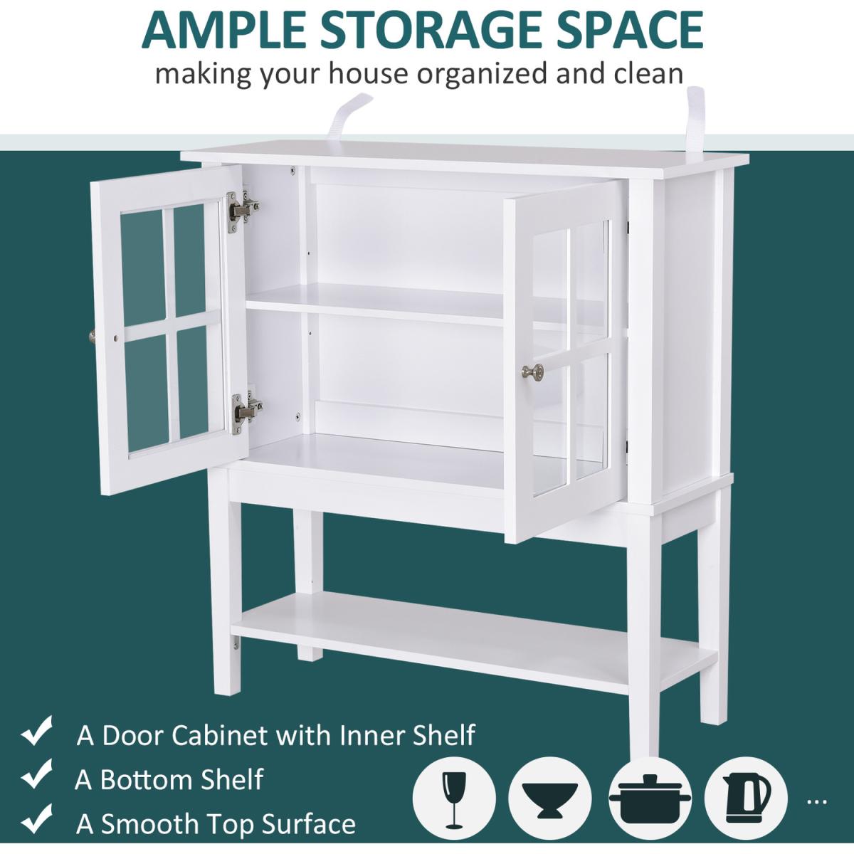 Sturdy Kitchen Storage Sideboard Cabinet - White – image 4