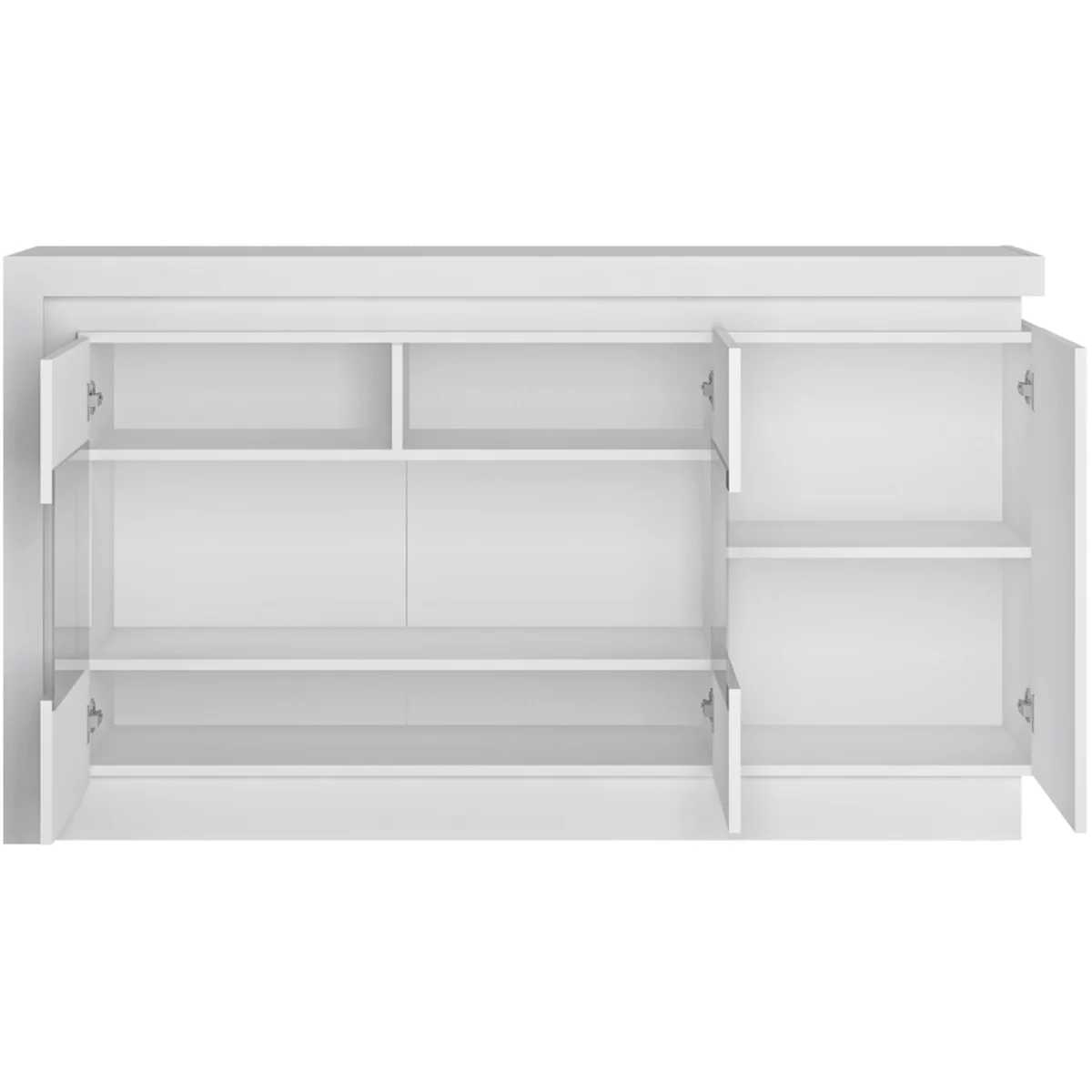 Lyon 3 Door Glazed Sideboard (including LED lighting) in White and High Gloss - White – image 3