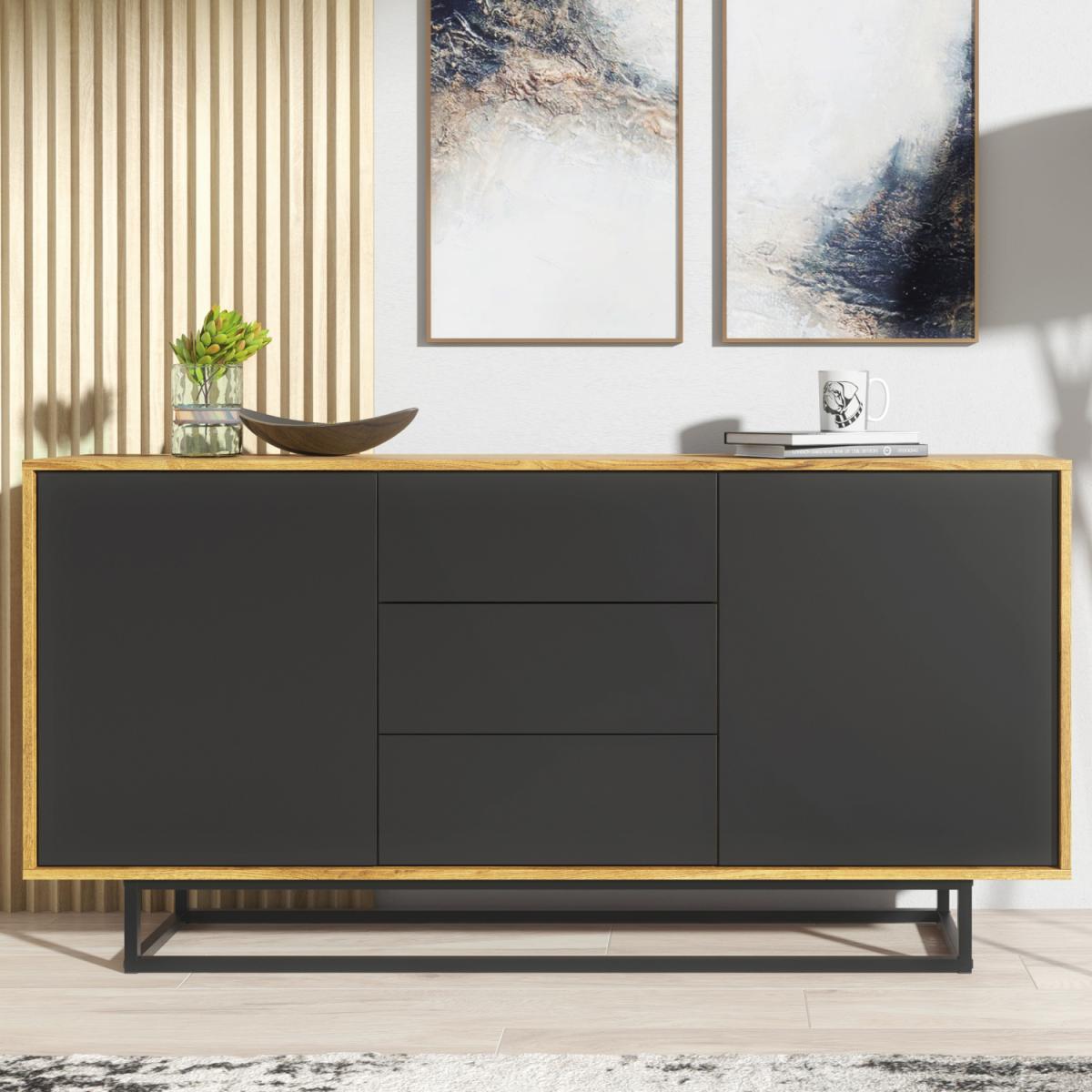 Vista Sideboard 140cm - Oak & Black