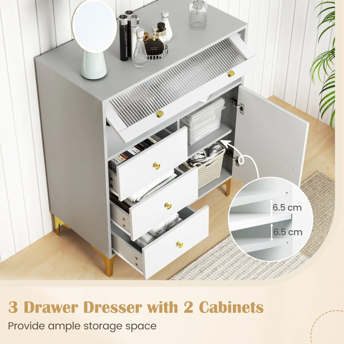 Multi-Drawer Bedroom Storage Chest - Grey – image 8
