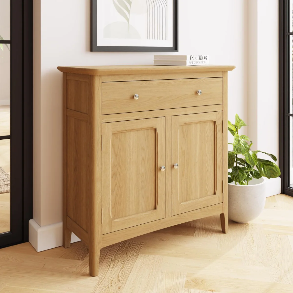Ash 2 Door 1 Drawer Sideboard Ready Assembled Brushed Handles - Ash – image 2