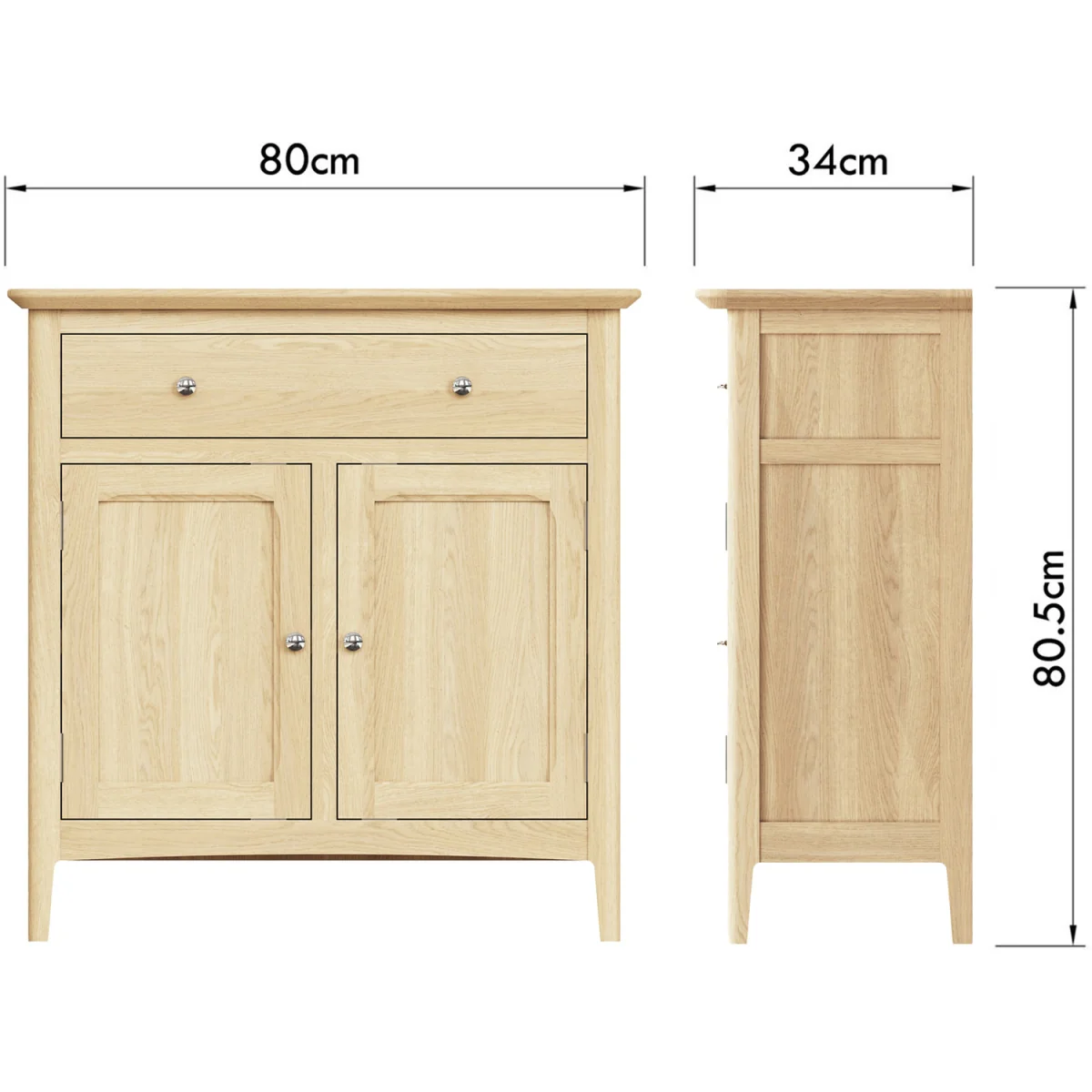 Ash 2 Door 1 Drawer Sideboard Ready Assembled Brushed Handles - Ash – image 8