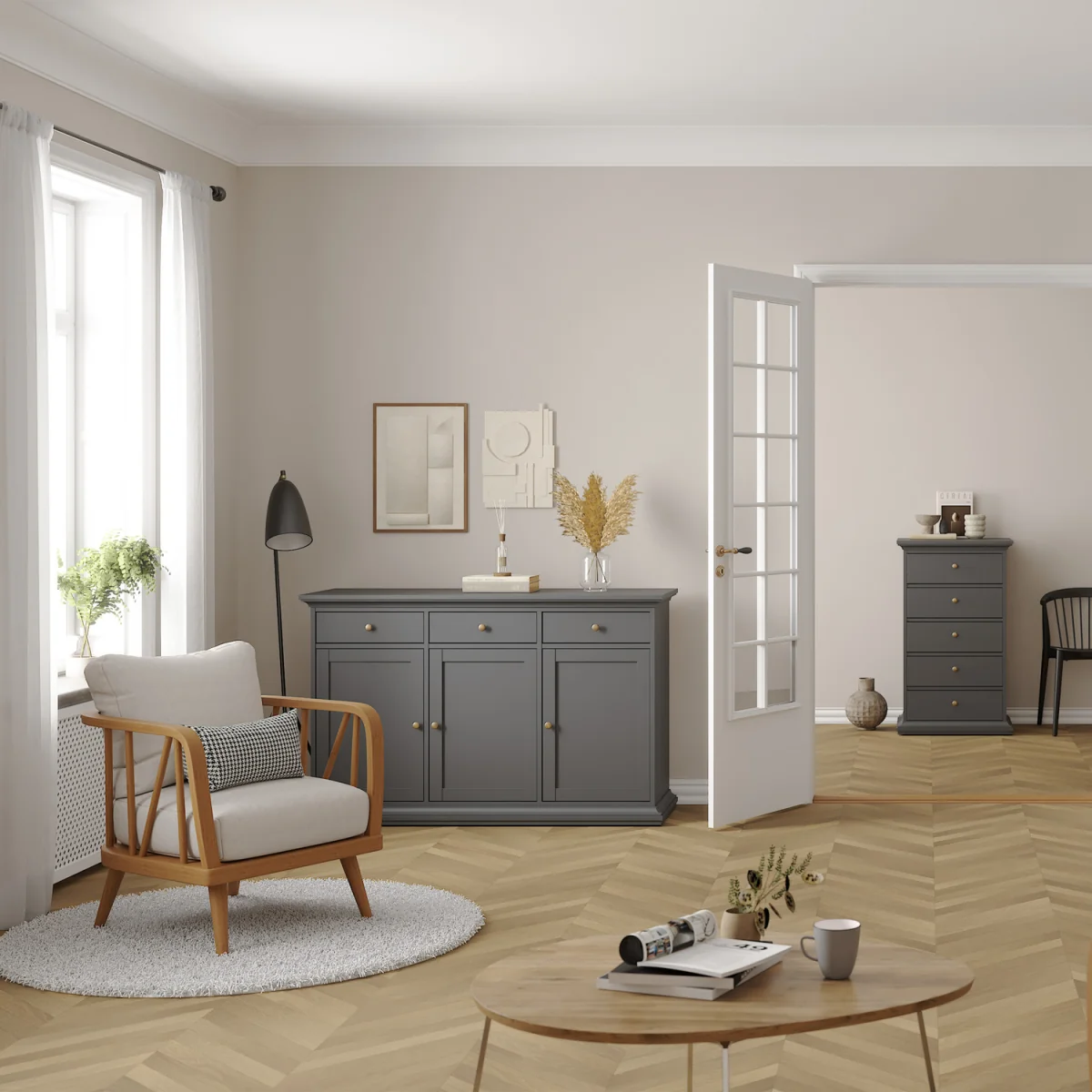 Paris Sideboard with 3 doors and 3 drawers - Grey – image 5
