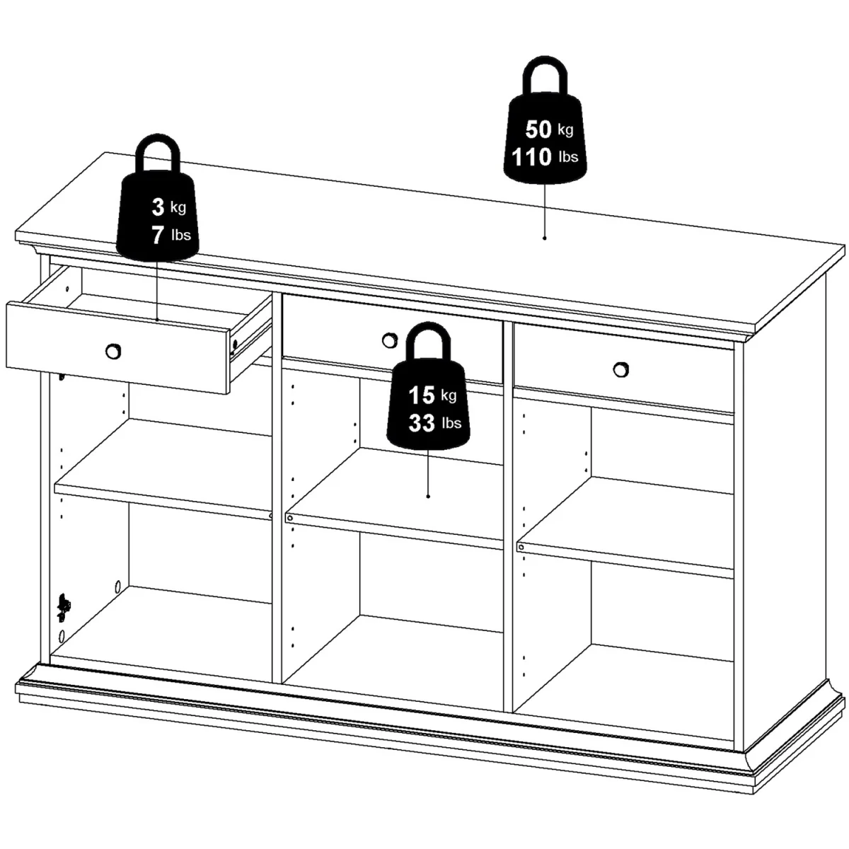 Paris Sideboard with 3 doors and 3 drawers - Grey – image 7