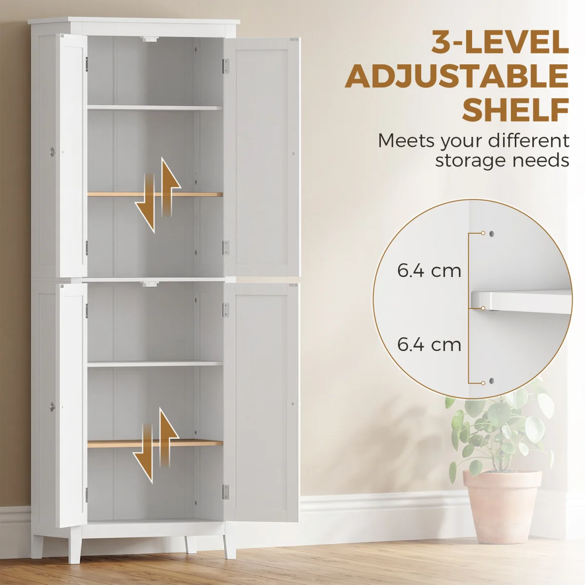 HOMCOM 170 cm Tall Bathroom Storage Cabinet  - White – image 6