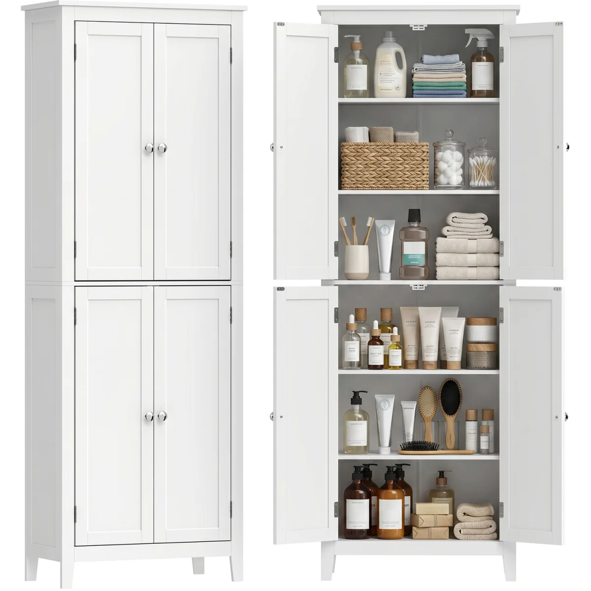 HOMCOM 170 cm Tall Bathroom Storage Cabinet  - White – image 9