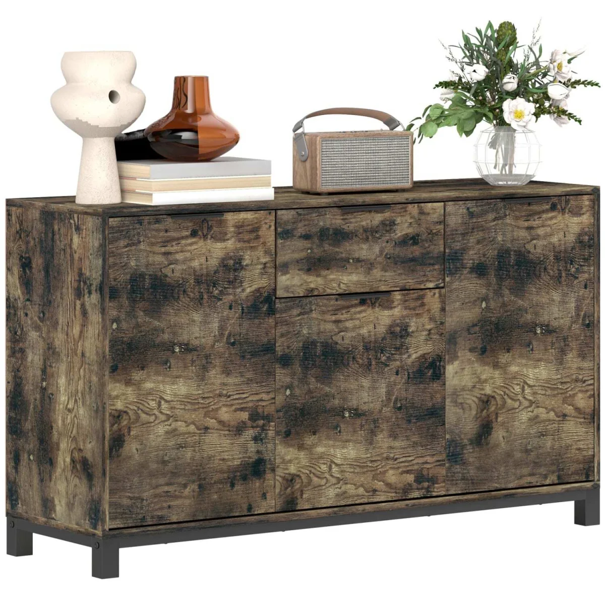 Nomano Rero Rustic Brown Industrial Sideboard - Doors, Drawer, Adjustable Shelves – image 3