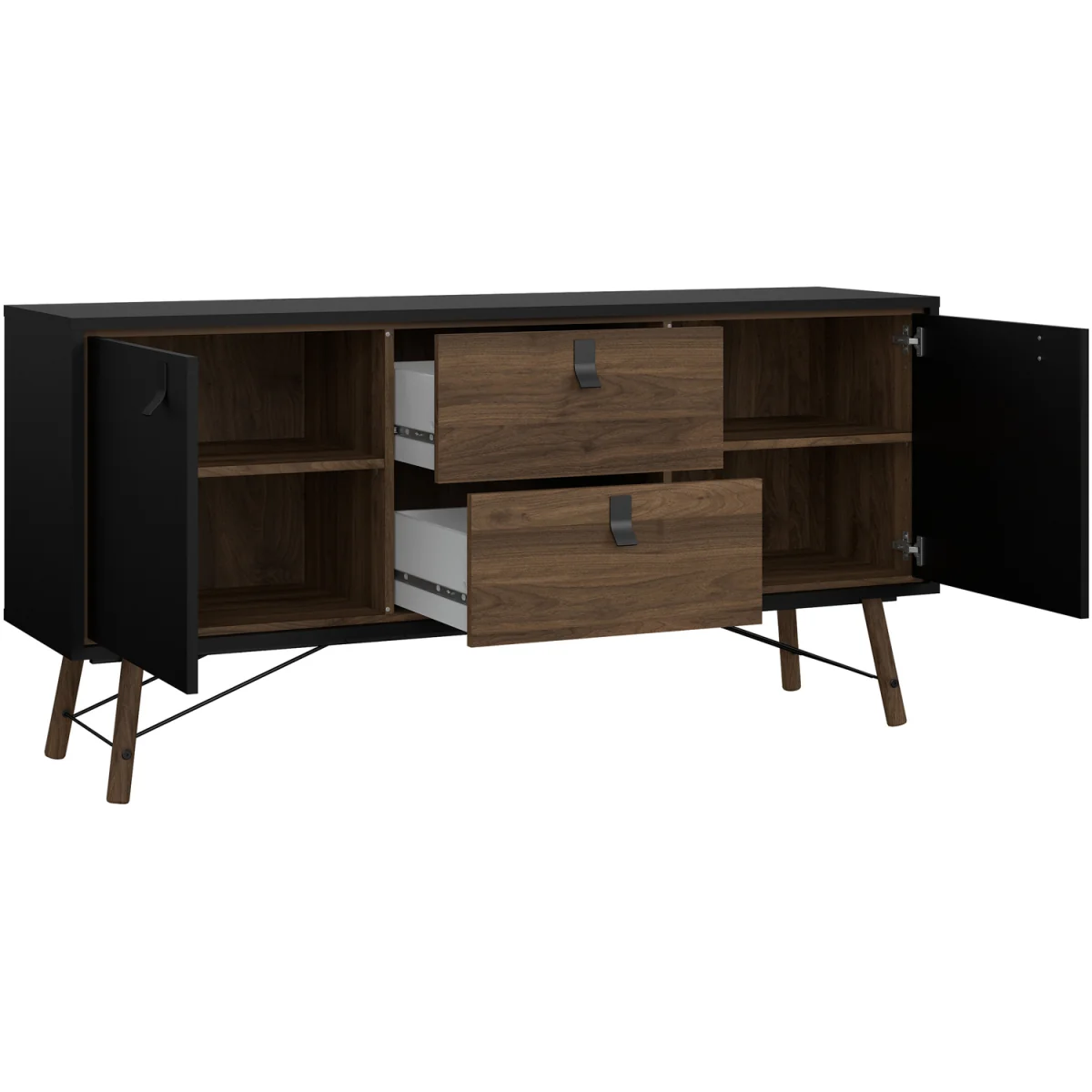 Ry Sideboard 2 Doors 2 Drawers in Matt Black Walnut - Black Walnut – image 2