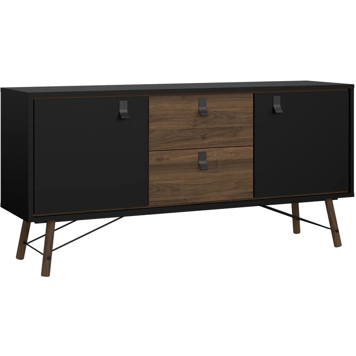 Ry Sideboard 2 Doors 2 Drawers in Matt Black Walnut - Black Walnut – image 3