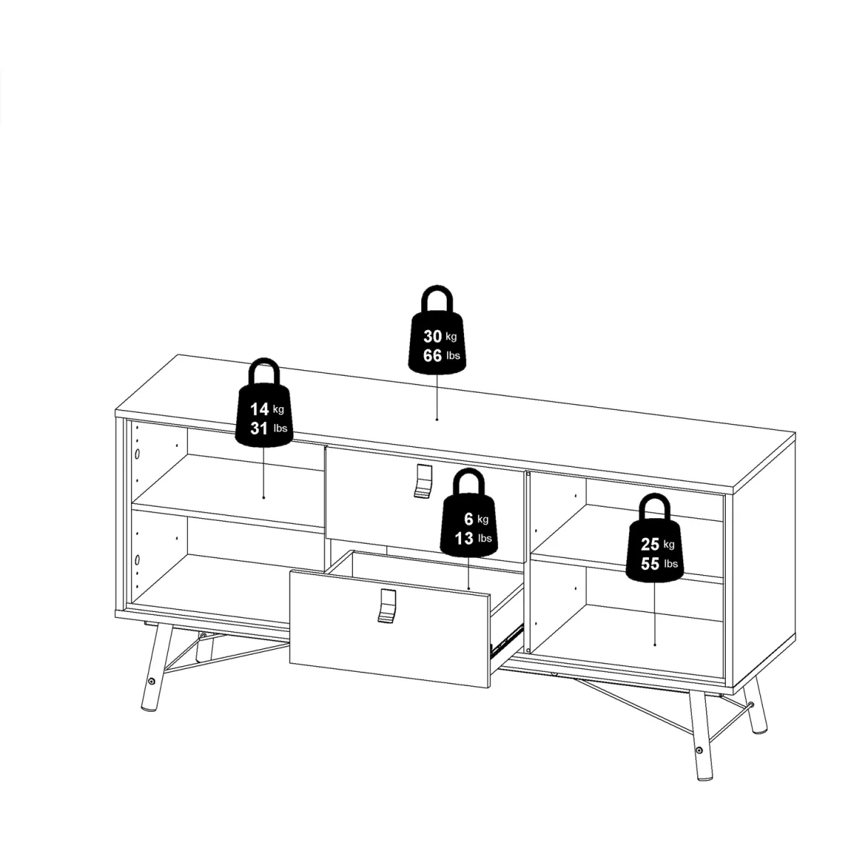 Ry Sideboard 2 Doors 2 Drawers in Matt Black Walnut - Black Walnut – image 8