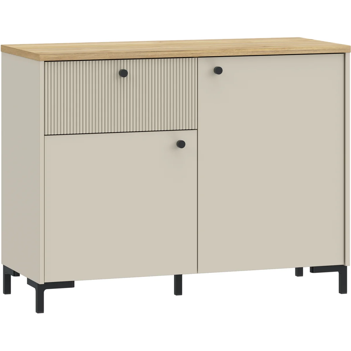 Bixbite Sideboard with Fluted Detail, Drawer & Cupboard in Mauvella Oak and Sand - Mauvella Oak & Sand – image 2
