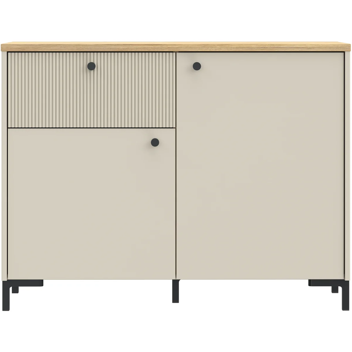 Bixbite Sideboard with Fluted Detail, Drawer & Cupboard in Mauvella Oak and Sand - Mauvella Oak & Sand – image 3