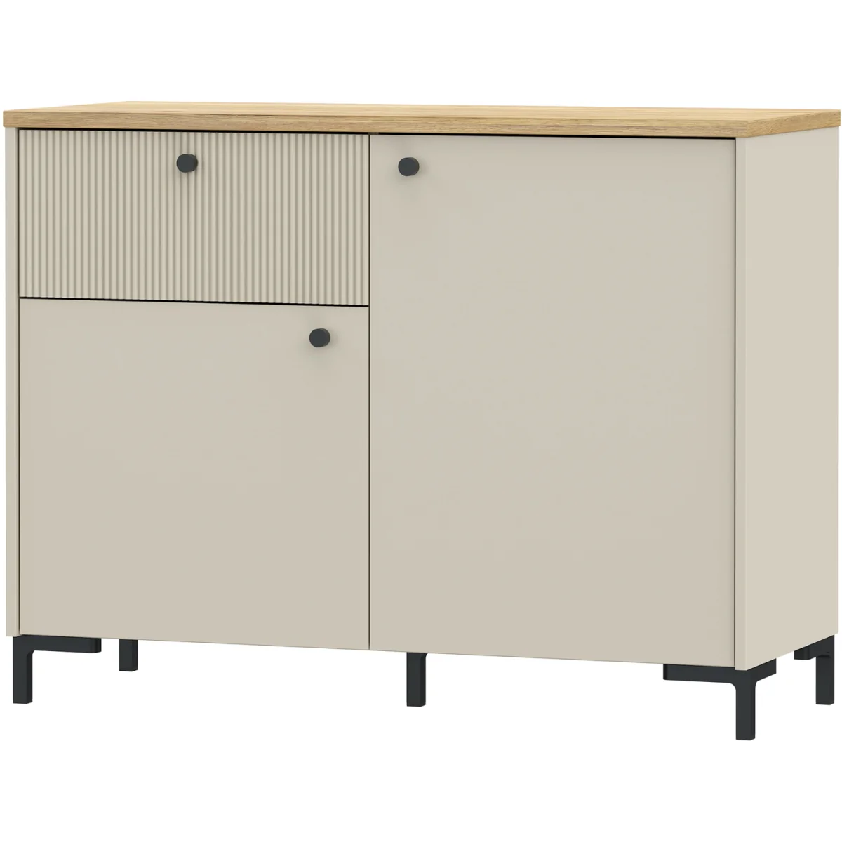 Bixbite Sideboard with Fluted Detail, Drawer & Cupboard in Mauvella Oak and Sand - Mauvella Oak & Sand – image 4
